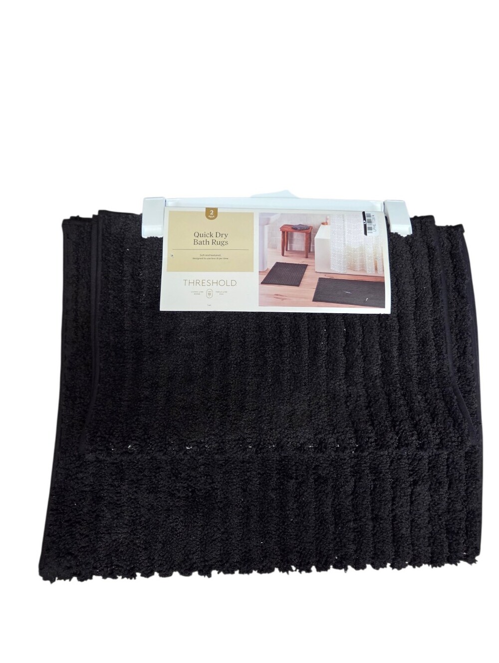 Threshold Black Quick Dry Bath Rugs Set Of 2 Nwt